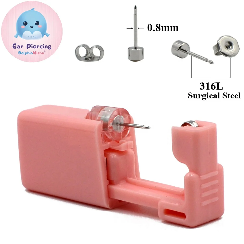 

Dolphin Mishu 316L Stainless Steel Disposable Ear Piercing Unit Safe Sterile Easier Piercing Gun Earring Studs Body Piercing, Picture