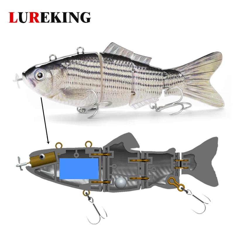 

Amazon Top Sale Factory Supplier Robotic Swimming Fishing Electric Lures Wobblers for Fishing 4 Segment 5.12 inch 40g Swimbait