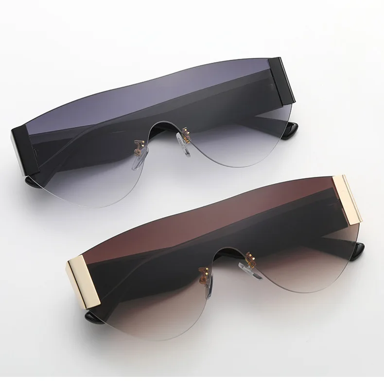 

Sunglasses 2022 Women Shades Sunglasses Fashionable Glasses New Fashion Rimless One-Piece Large Frame Sunglasses