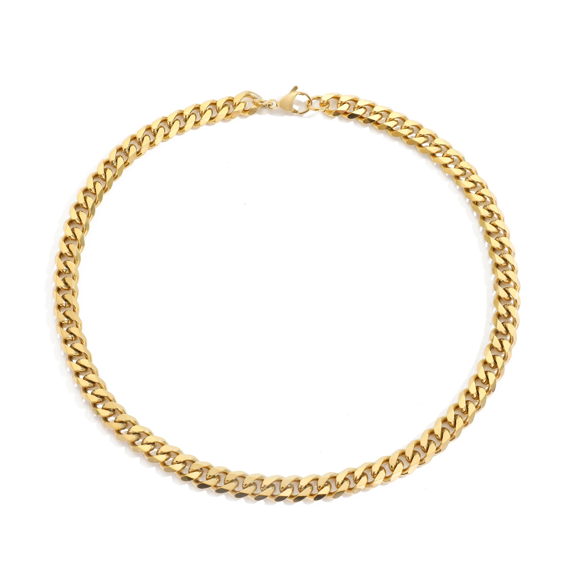 

Simple 316L Stainless Steel 14K Gold Plated 8MM Wide 42cm 50cm Length Cuban Chain Link Chain Necklace Jewelry For Women, 14k gold,rose gold,silver