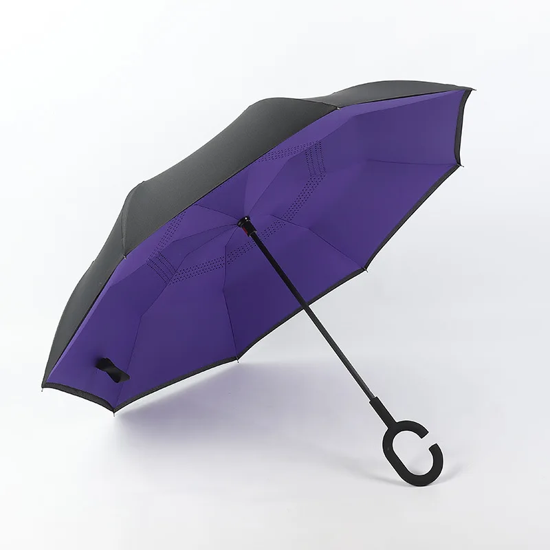 

Classic C Handle Windproof Reverse Invert Umbrella Double Layer 49" Arc upside down umbrella inside out umbrella