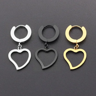 

Korean fashion titanium steel round circle earrings stainless steel gold-plated peach heart-shaped ear buckle all-match