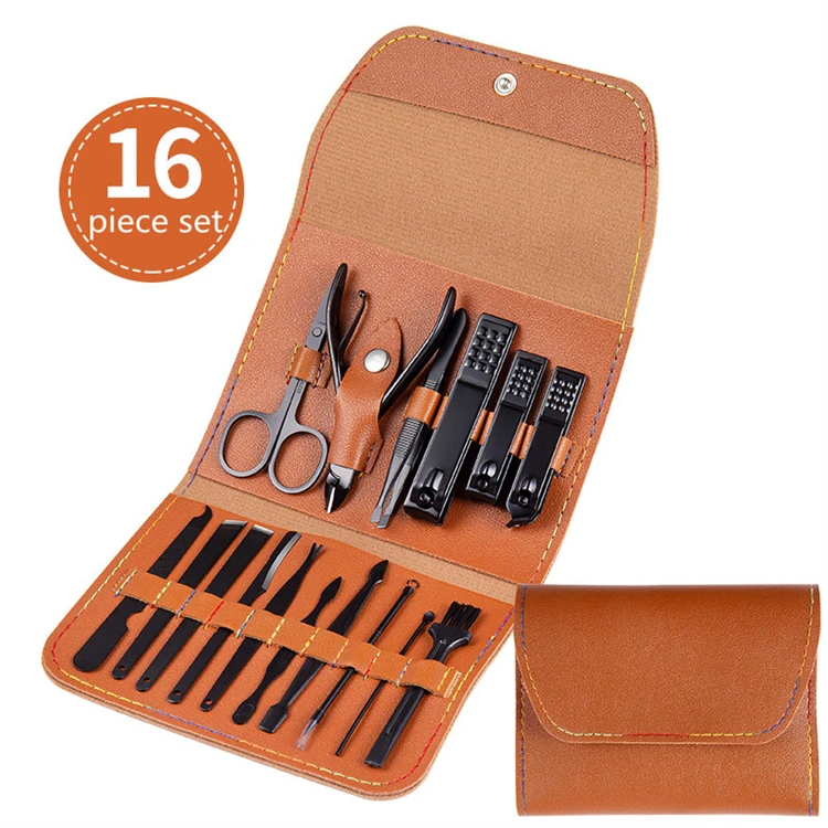 

16 / 12pcs Manicure & Pedicure Set Professional Stainless Steel Nail Tool Clippers Scissors Cutter Kit With Case