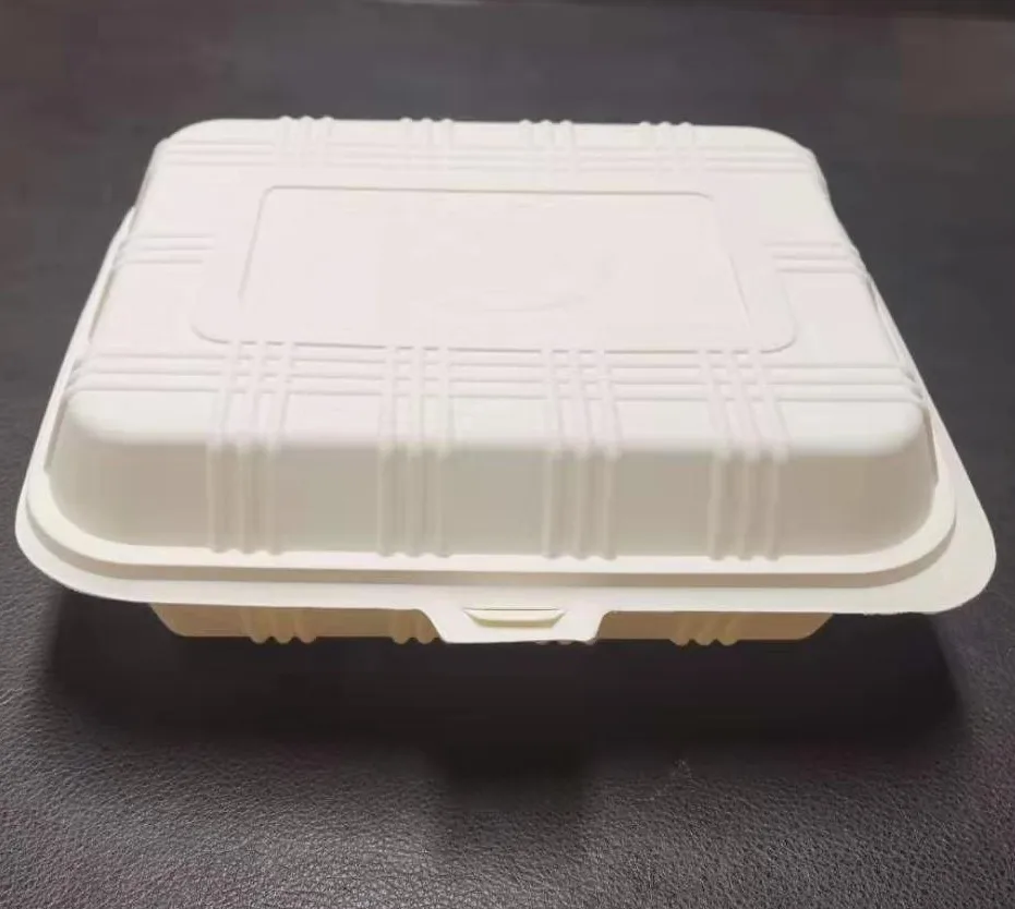 

Biodegradable 1000ml Clamshell Cornstarch Food Container Compostable Food Box Lunch Box, White or natural or customized