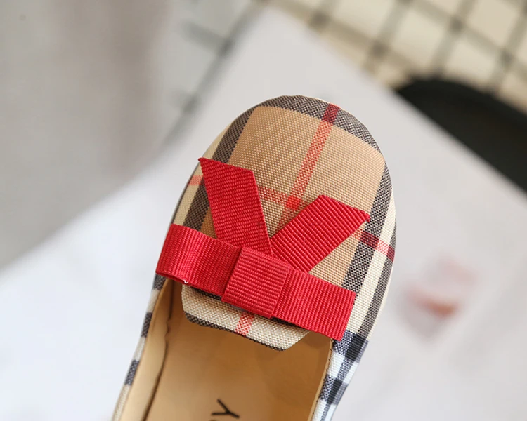 
girl shoes ballerina plaid flat bacy children casual leather kids dress shoes 