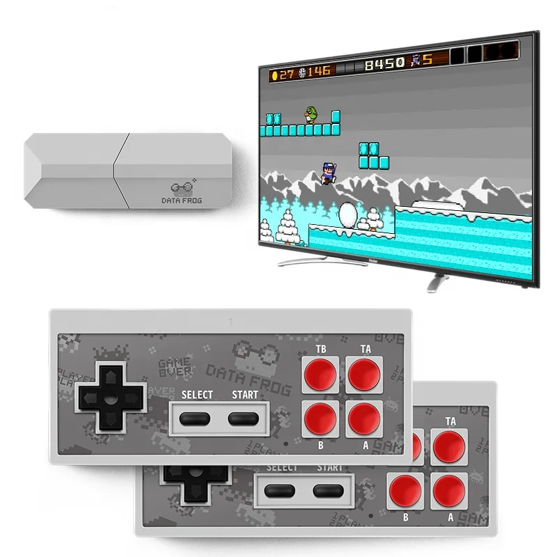 

Data Frog USB Wireless Handheld TV Video Game Console Build In 600 Classic Game 8 Bit Mini Video Console Support AV Output