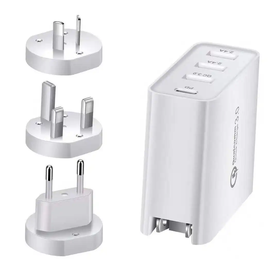 
48W Fast Charge US EU UK Plug 3 Port Usb pd 18w Wall Charger for iPhone QC3.0 USB Travel Charger 