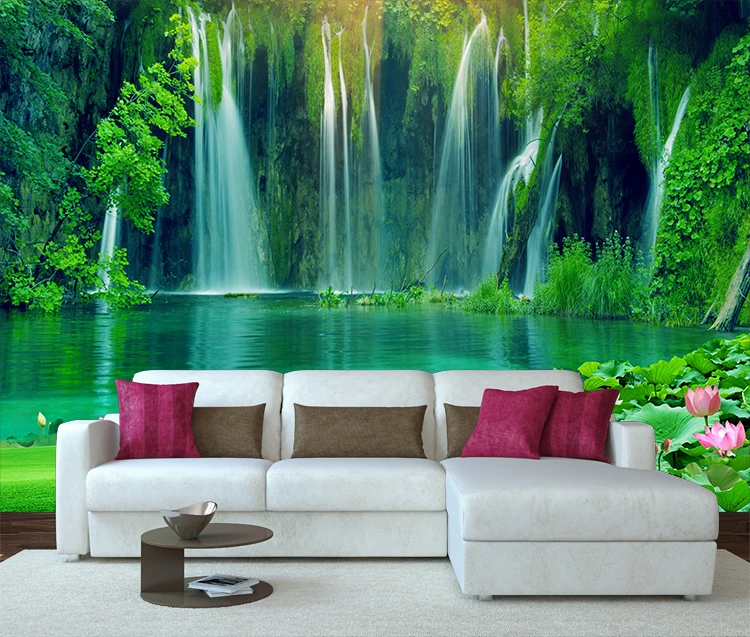 Tranh tường cảnh thiên nhiên thác nước với cây xanh lớn sẽ đem lại cảm giác bình yên và thoải mái cho ngôi nhà của bạn. Với hình ảnh thác nước và cây xanh lớn bao phủ, bạn sẽ cảm nhận được một chút của thiên nhiên tràn đầy sức sống vào ngôi nhà. Hãy xem ngay để cảm nhận được sự yên bình và hài lòng.
