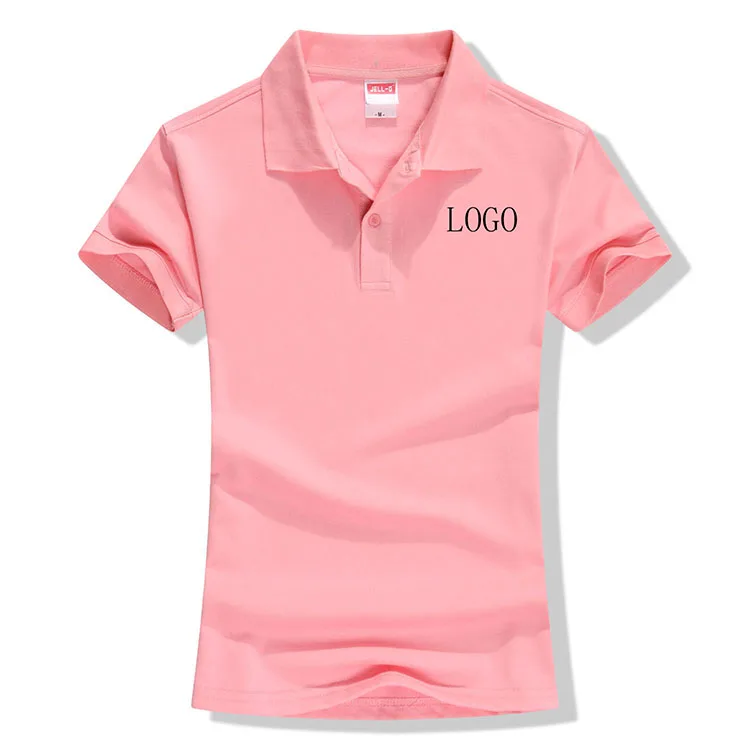 

Oem custom 100% Cotton shirt polo sweater short sleeve with logo for woman, Multi color