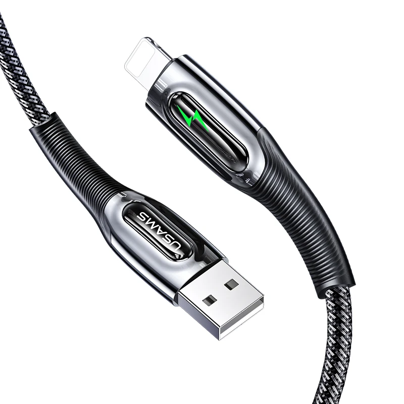 

USAMS High Resilient Anti Pull Strong fish Line 480 Mbps Data Smart Charger Usb Smart Wire Power Off Cables power cables