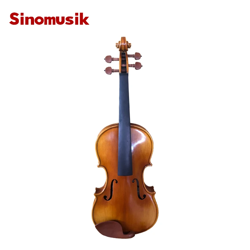 Sinomusik Brand New Finished Full Handed Jujubewood Accessory Yellow Brown Hand Oil Painted Antique Violin HV06