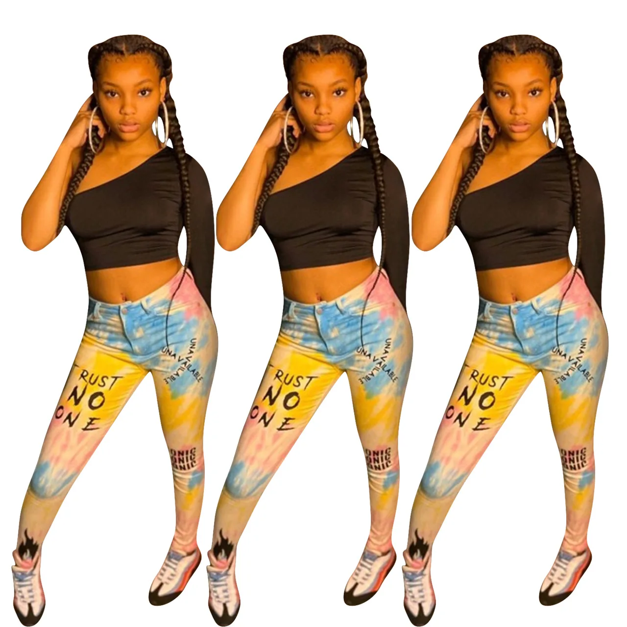 

B14833A 2020 Western hot fashion women sexy digital print feet pants