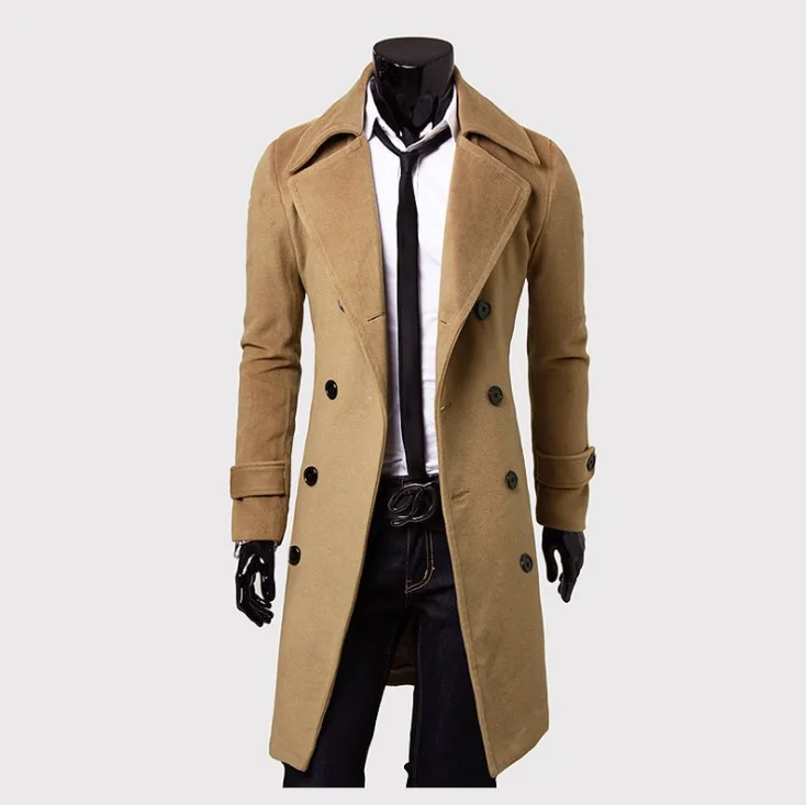 

Long Coat Winter Trendy Warm Brand New Blend Coat Men's Fashion Wild Overcoat Male Casual Windbreak Long Plus Size Men's Coats