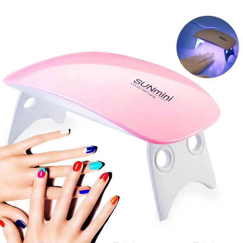 

professional 6w uv curing led lamp USB charging foldable mini nail dryer machine gel polish 45s/60s time setting nail dryer