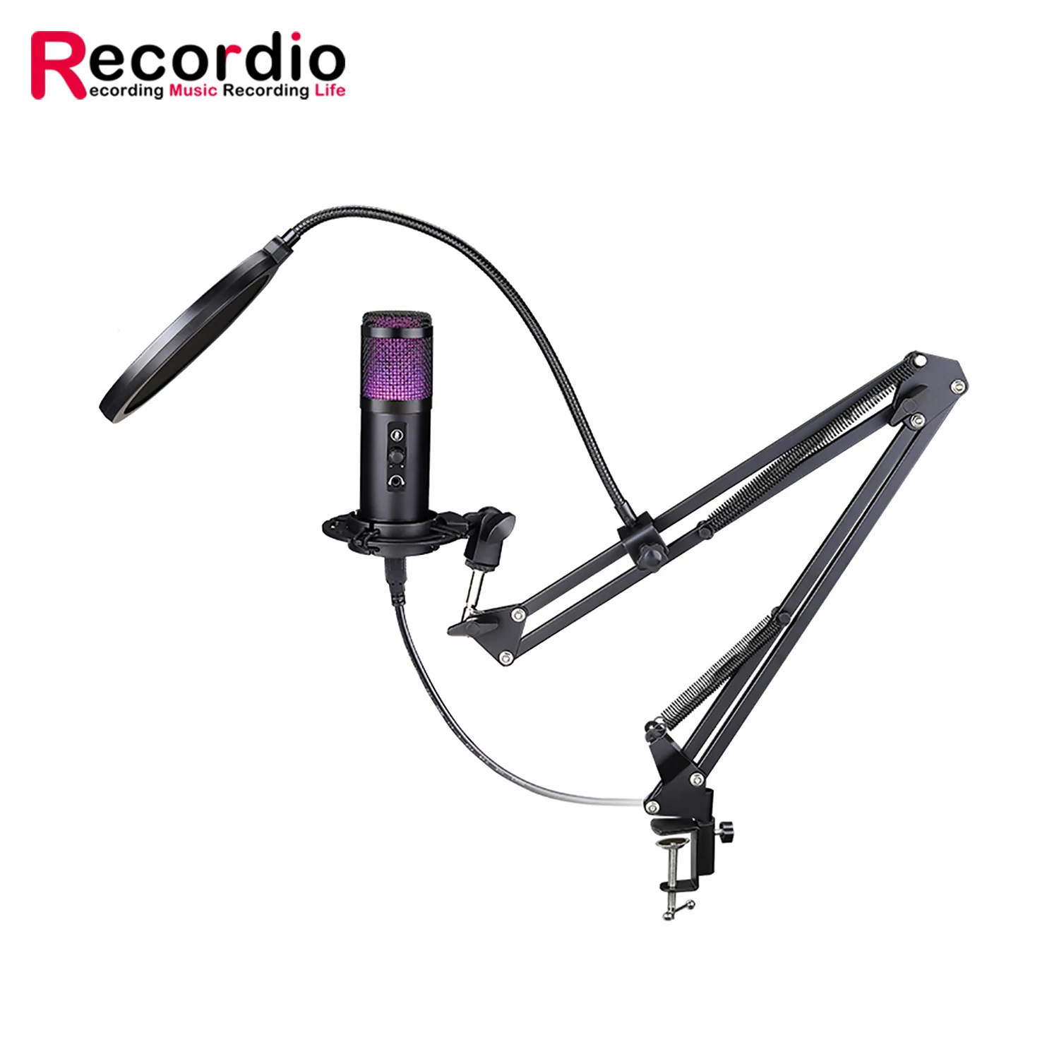 

GAM-900B USB Condenser Microphone Kit 44.1K, 48K/16BI for Studio Recording Live Youtube Karaoke Gaming Computer Laptop Microfone, Black