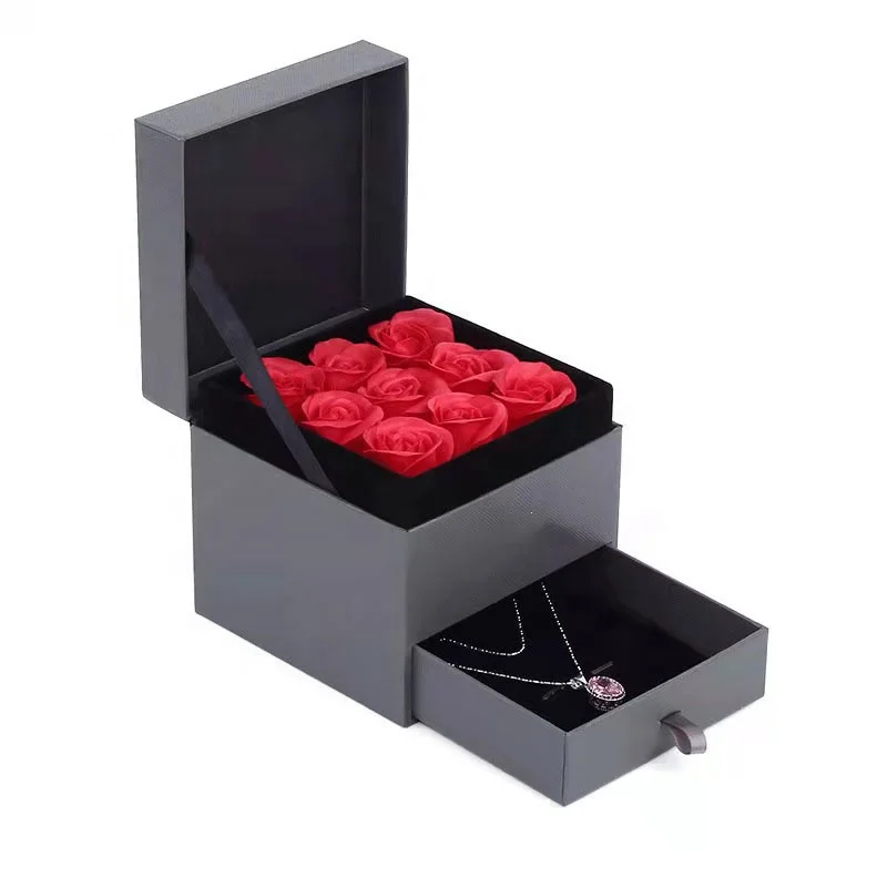 

Wholesale Custom Logo Luxury Drawer Box Gift Packaging Lipstick Flower Necklace Gift Jewelry Paper Box Valentine Day