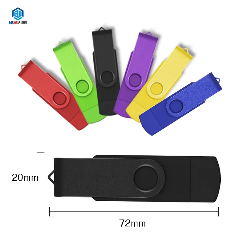 Free Custom Logo Swivel Micro OTG USB Flash Pen Drive 2 in 1 Memory Stick For Mobile Phone PC - ANKUX.COM