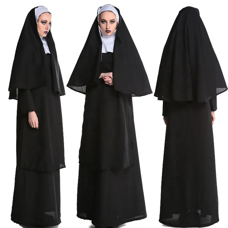 

Halloween costume adult Jesus Christ male missionary clerical dress Maria priest Nun robes cosplay costume clothes, As pic