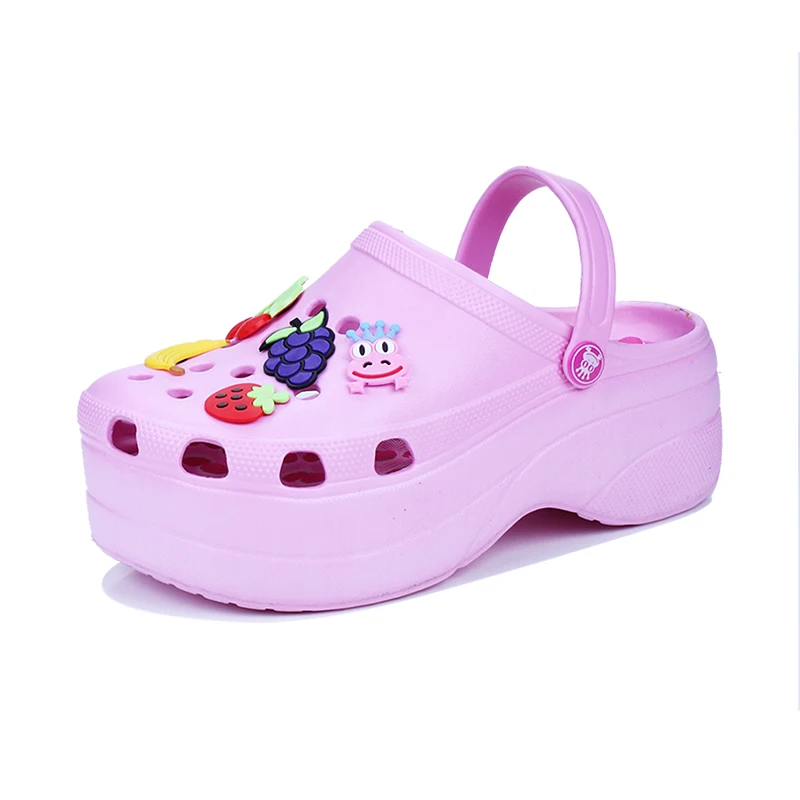 

Wholesale Ladies Wedge Shoes Summer Platform Sandals Slippers Women Clogs, Blue pink white plum