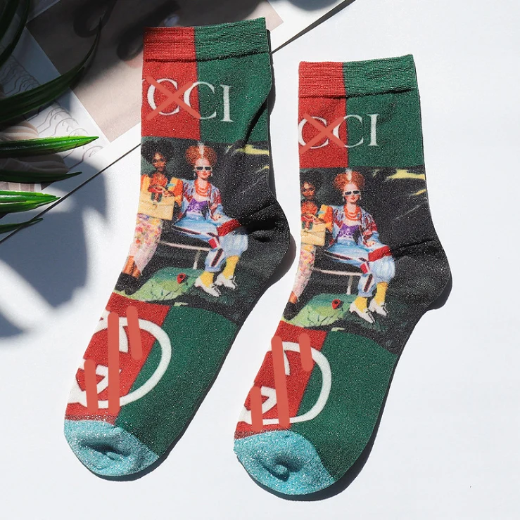 

Oem Custom Women Designers Manufacturers Cotton Knit Customised G Guvci Fashion Socks