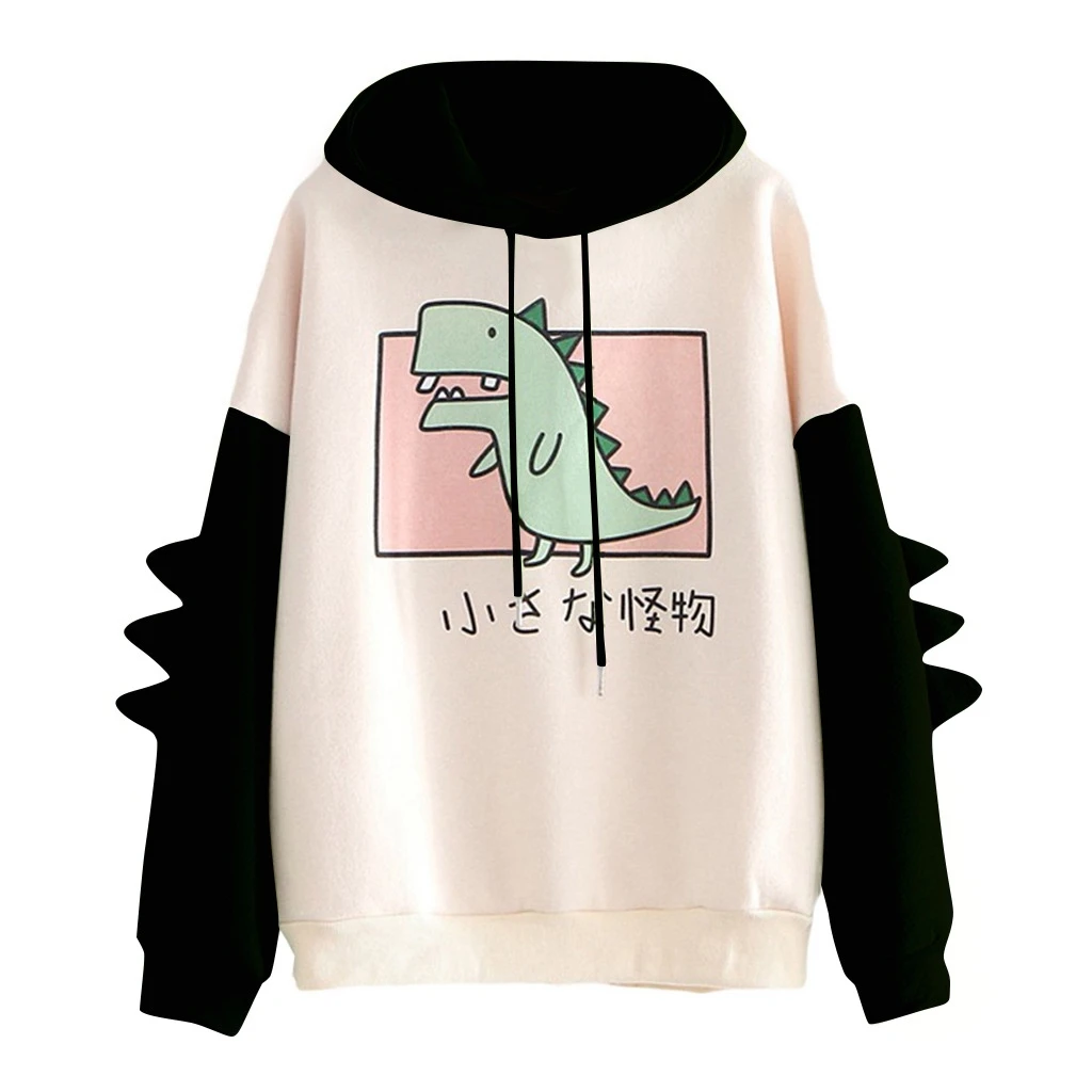 

Trending 2021 Amazon Top Selling Casual Fashion Women Casual Print Long Sleeve Splice Dinosaur Tops Dino Hoodie Fashion, Picture color