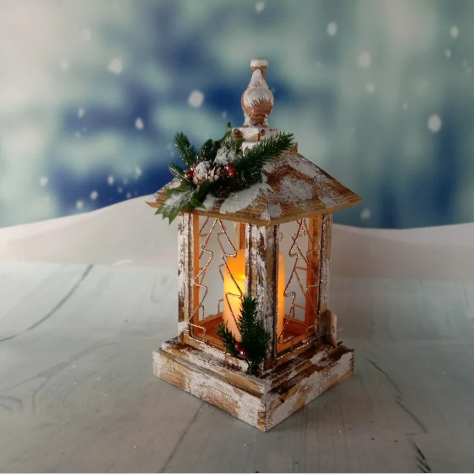 Lamp Post Christmas Decor Lantern Christmas Scene With Light For Xmas