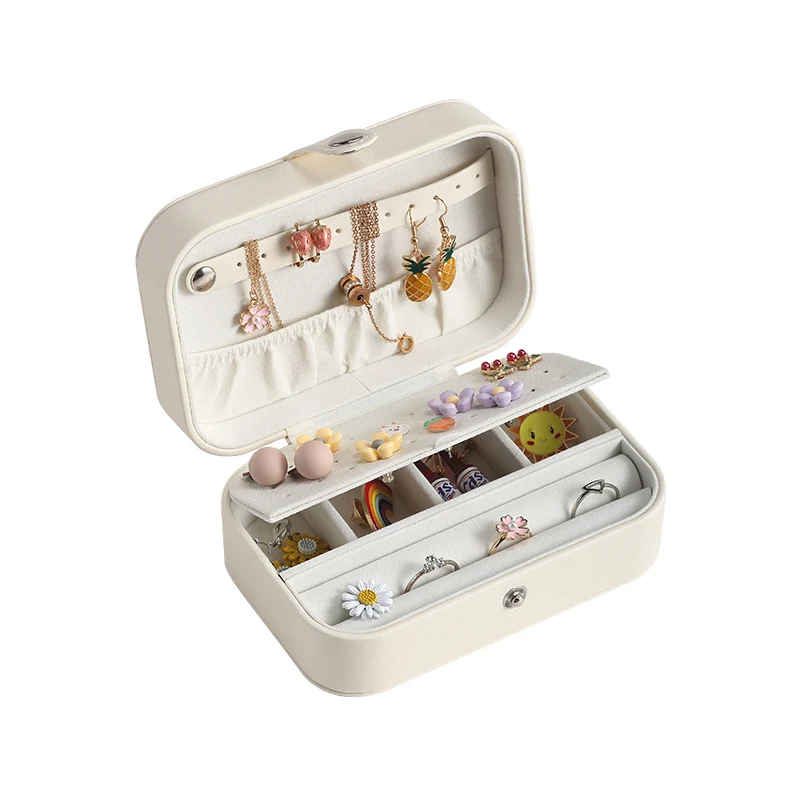 

Fashion Custom Logo Small PU Leather Jewelry Organizer Portable Velvet Travel Earring Ring Jewellery Box Necklace Storage Case