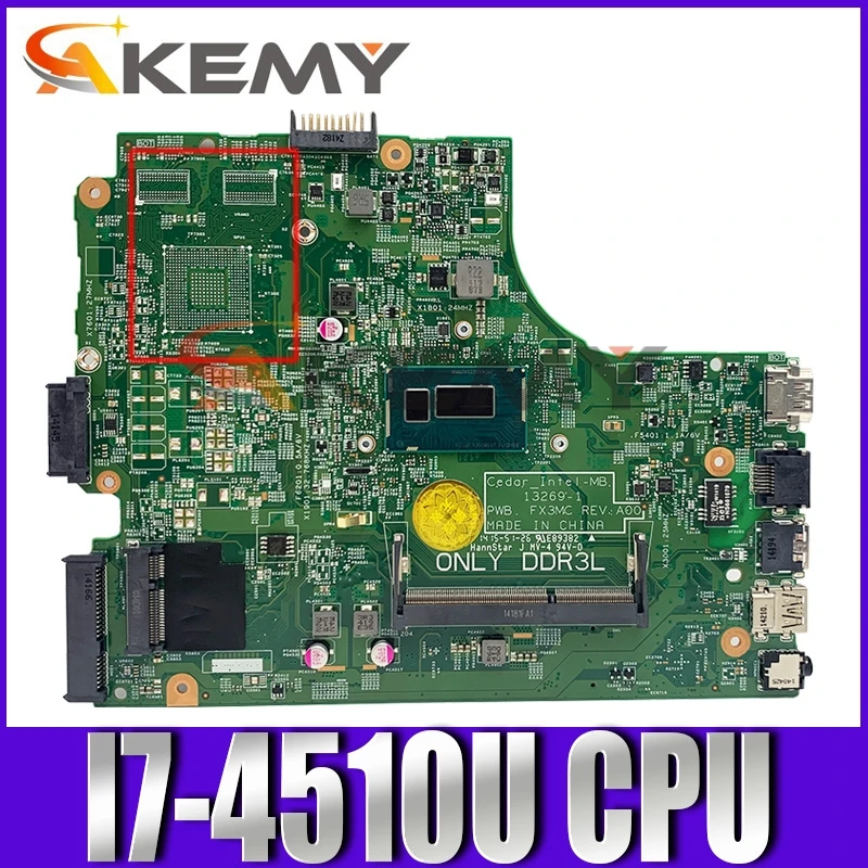 

Original Laptop motherboard For DELL 3442 3542 3443 3543 I7-4510U SR1EB Mainboard 13269-1 CN-07G1CD 07G1CD