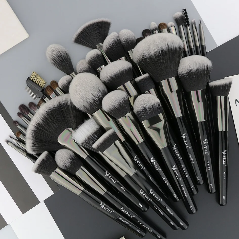 

BEILI Pro black makeup brush set powder foundation cosmetic tool set pinceaux maquillage private label makeup brushes 40pcs