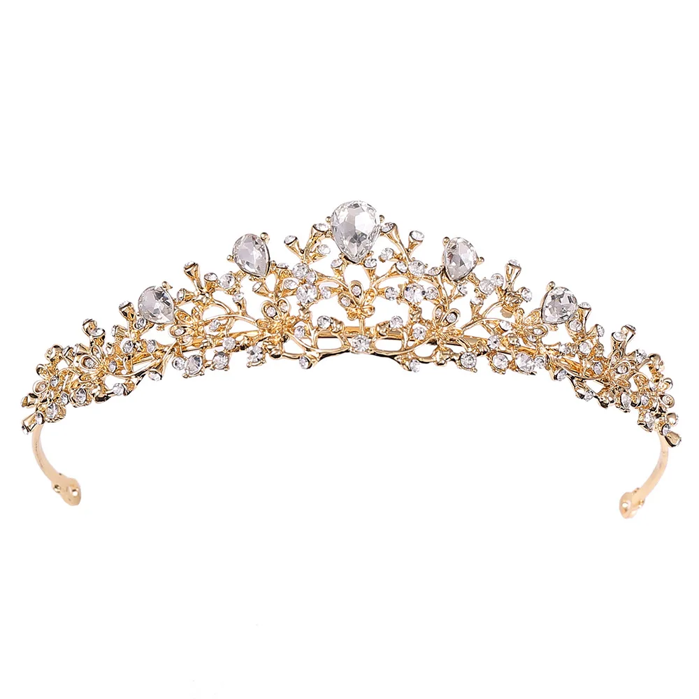 

Korean Flower Wedding Headdress Hair Hoop With Diamond Alloy Bride's Small Crown Birthday Accessories Tiaras
