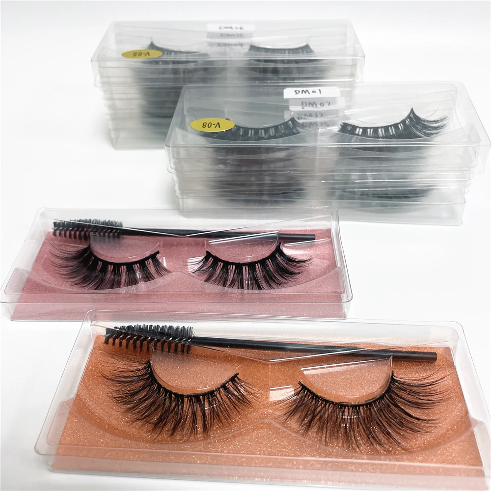 

Vegan friendly faux mink eyelash wholesale bulk custom false lashes packaging with eyelashes brush Series V Cheapest Eyelashes, Natural black