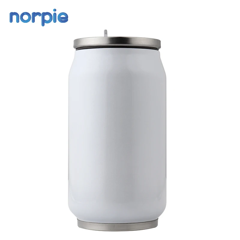 

Stainless Steel 304 Water Bottle Sublimation Cola Soda Can with Straw, White