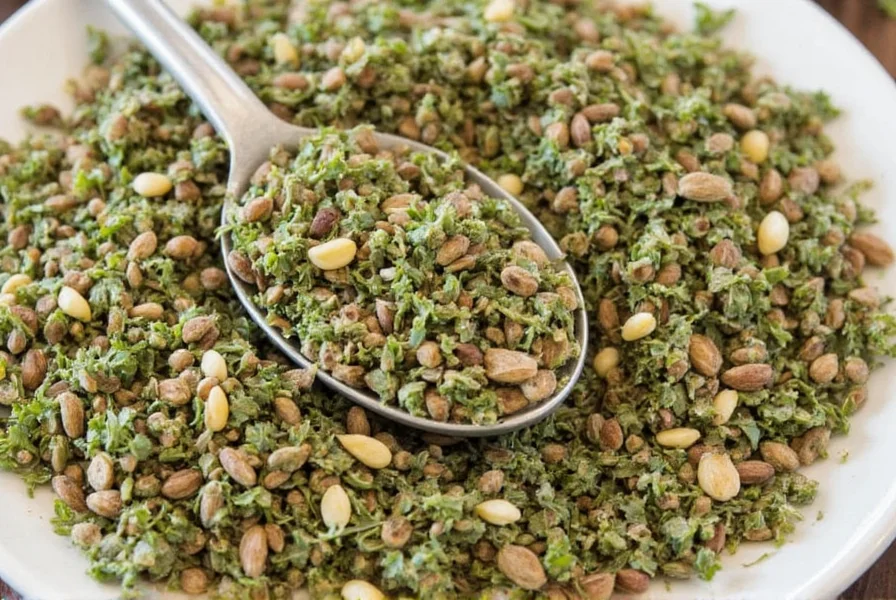 A well-stocked spice rack with thyme prominently displayed