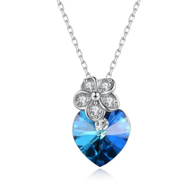 

shipping free Austria crystal heart crystal statement Necklace crystal pendants heart necklaces 100 925 silver