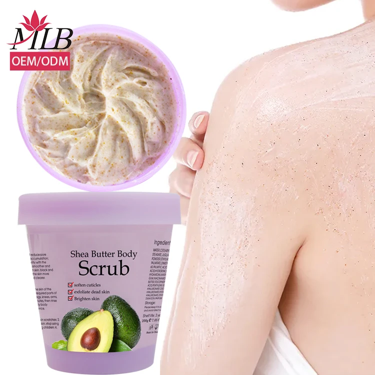 

200g Wholesale Sugar Body Scrub Sea Salt Shea Butter Scrub Skin Whitening Smoothing Exfoliating Body Scrub