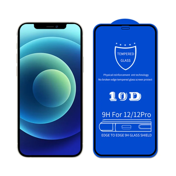 

Hot selling Wholesales 10D Full Glue Full Cover Protective Glass Screen For iPhone 12 12 Pro 12 Pro Max