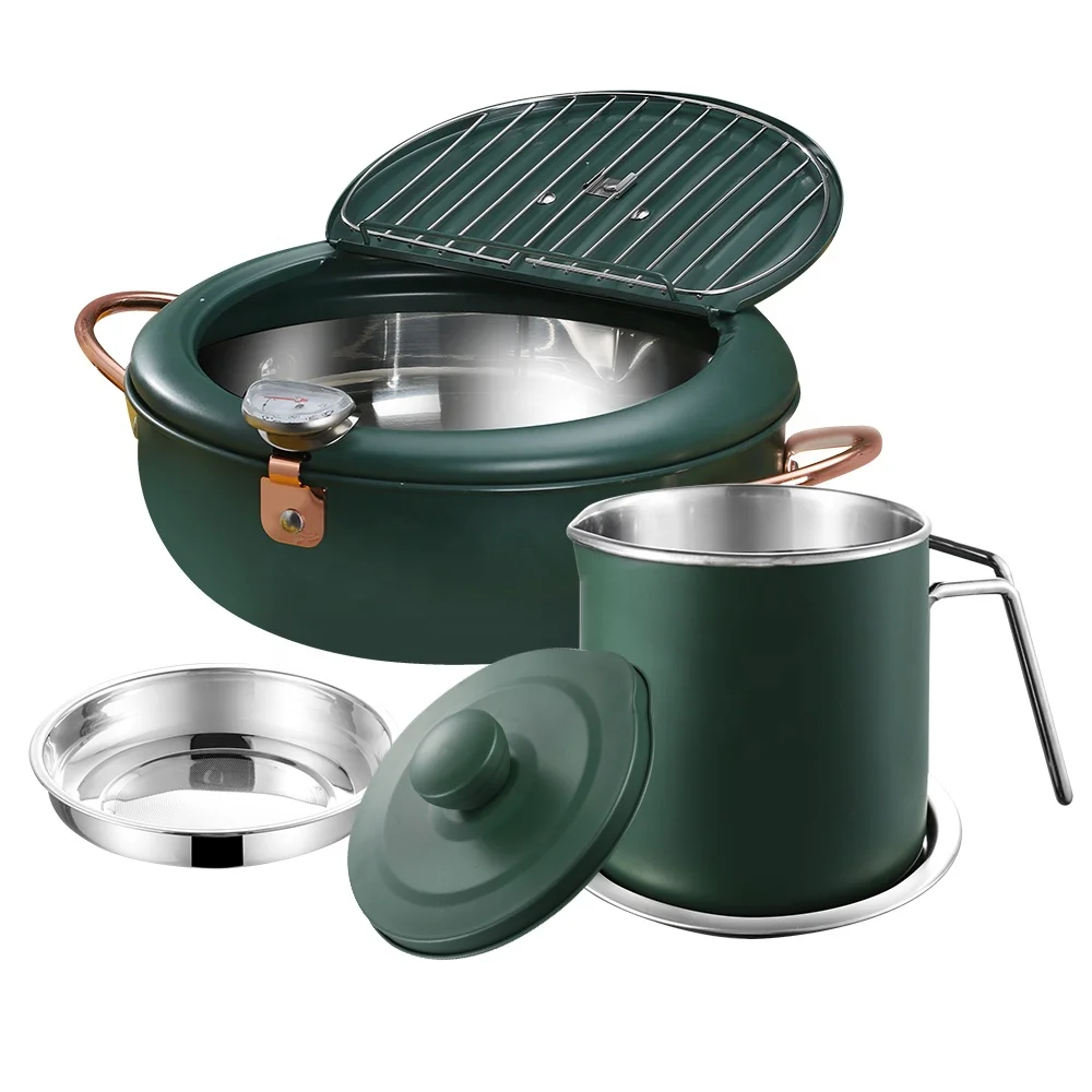 

Temperature Control Deep Frying Tempura Pot Oil Filter Pot Set Cookware Combination Sale