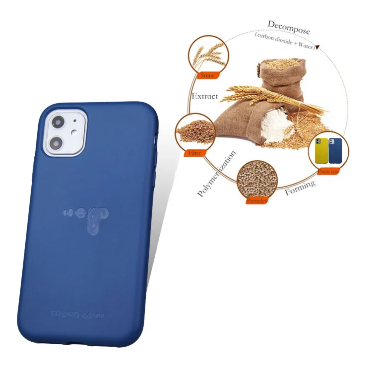 

Custom Fashion Simple Compostable Eco Friendly Wheat Straw Case With Laser Engraving Logo Phone Case For iPhone