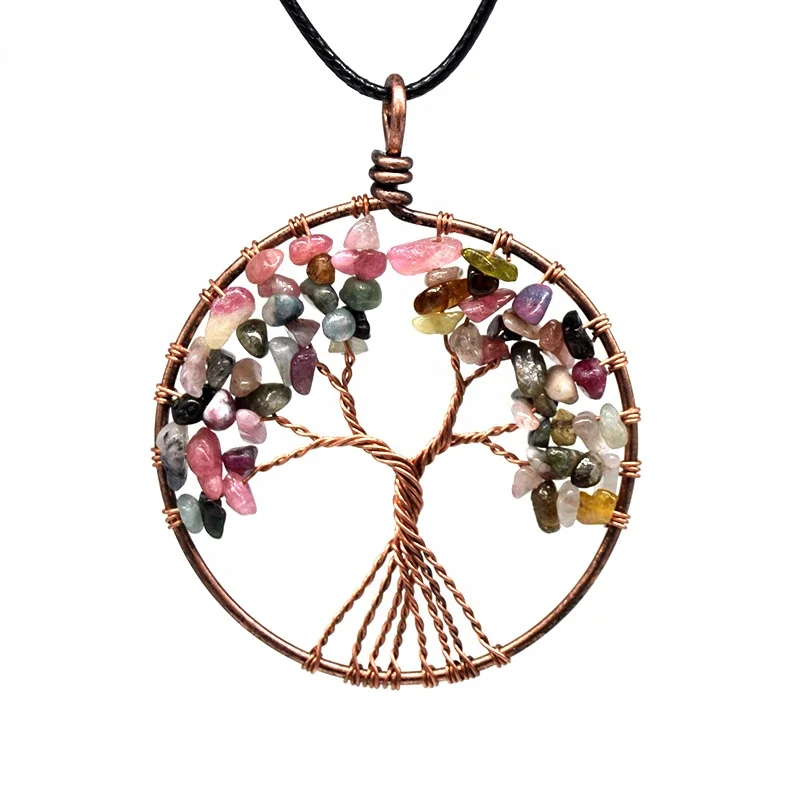 product-BEYALY-Blue-Vein Stone Necklace, Handmade Family Birthstone Tree Necklace-img