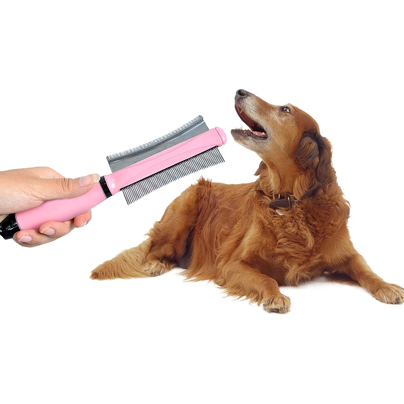 

Manufacturer wholesale stainless steel silicone dog comb pink blue, Blue,pink