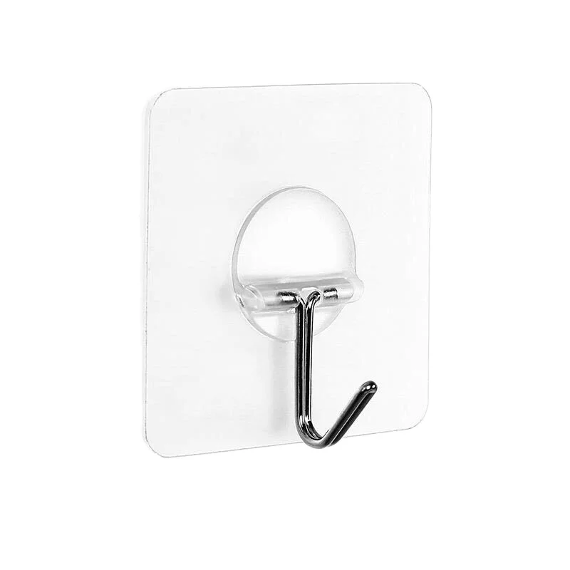 

6pcs/pack Heavy Duty Transparent Reusable Waterproof and Oilproof Bathroom Kitchen Self Adhesive Door Wall Metal Hanging Hooks