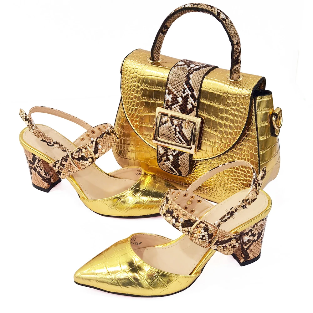 

2021 Italy popular ladies party shoes and matching bags african shoes and bag set