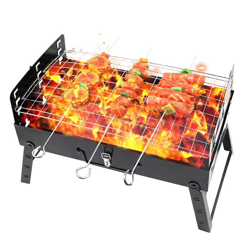 

Folding campfire barbecue camping portable fire on camping barbecue stove outdoor wood stove burner outdoor open flame cooking, Black