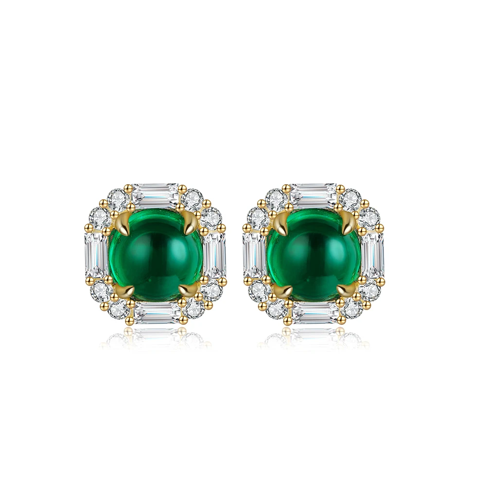 

New arrival stud earrings sterling silver 925 gold plated jewelry earrings for women 2021, Green