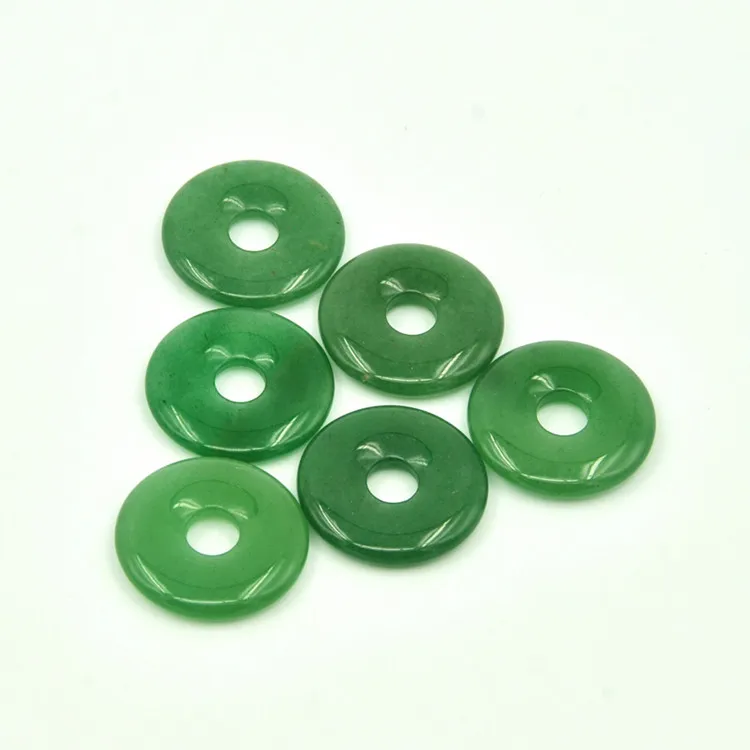 

Natural Real Jade Peace Buckle 30mm Lucky Green Aventurine Donut Pendants Diy Accessories