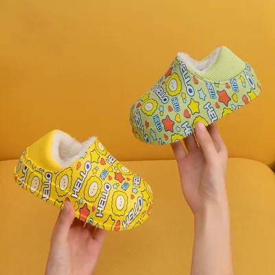 

Wholesale children's shoes color printing baby cotton shoes women winter plush children's indoor warm children cotton drag, Picture
