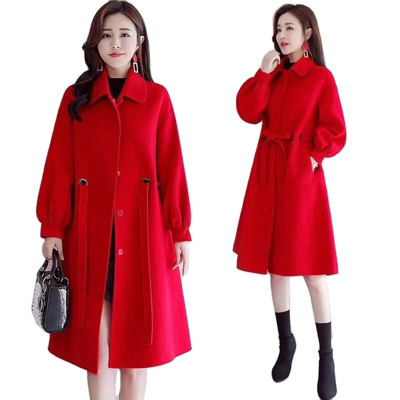 

New arrival classical women's long winter wool coats jackets cashmere women casual coat