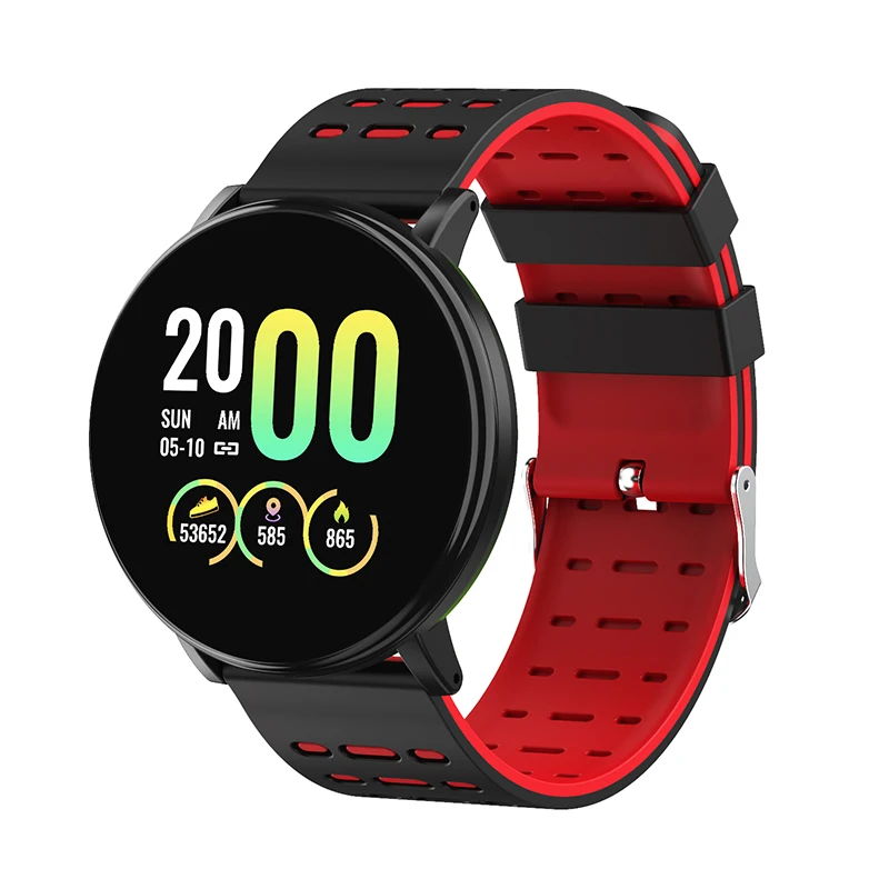 

1.3inch large round screen 119plus cheap smartwatch 2020 smart watch with heart rate Blood Pressure wristwatch, Black,green, red, white, blue