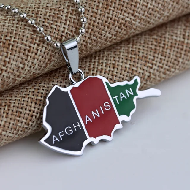 

Country Afghanistan Map Flag Pendant Necklace For Women Men Silver Color Jewelry Afghan kuchi necklace jewellery Bijoux Femme