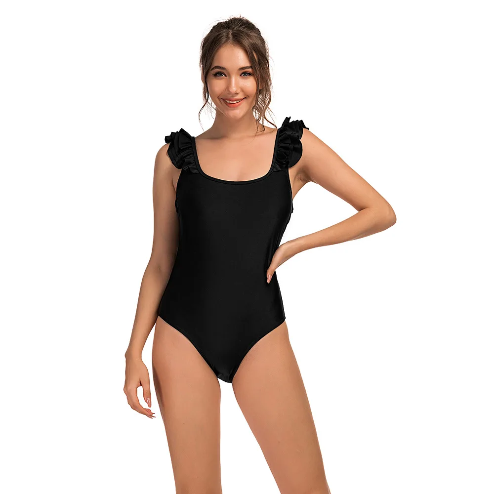 

Bikini New Swimsuit Solid Color One-piece Swimsuit Black Plus Size 2xl Bikini, Pictures